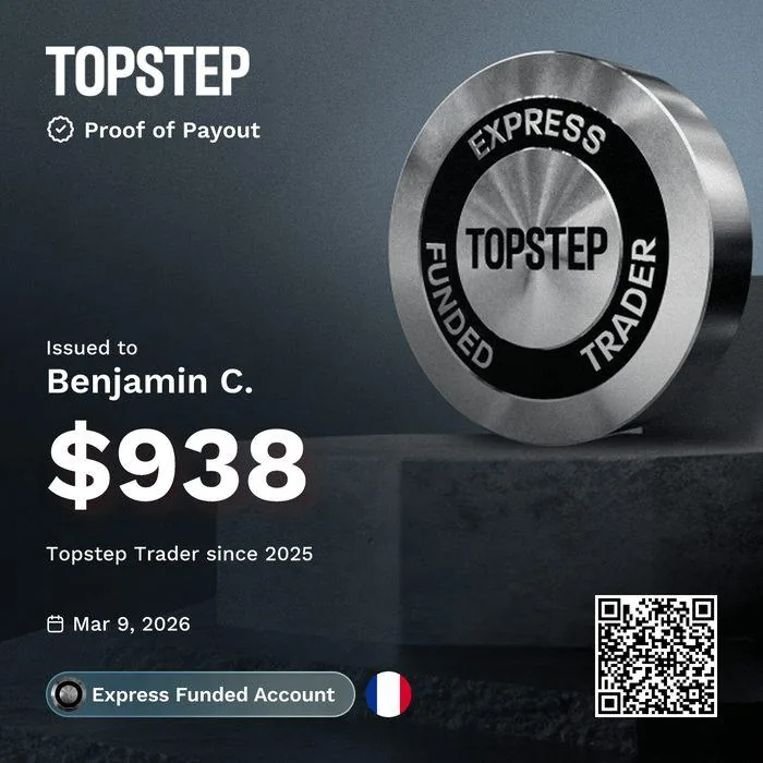 Preuve de payout Topstep de Benji C., 9 mars 2026