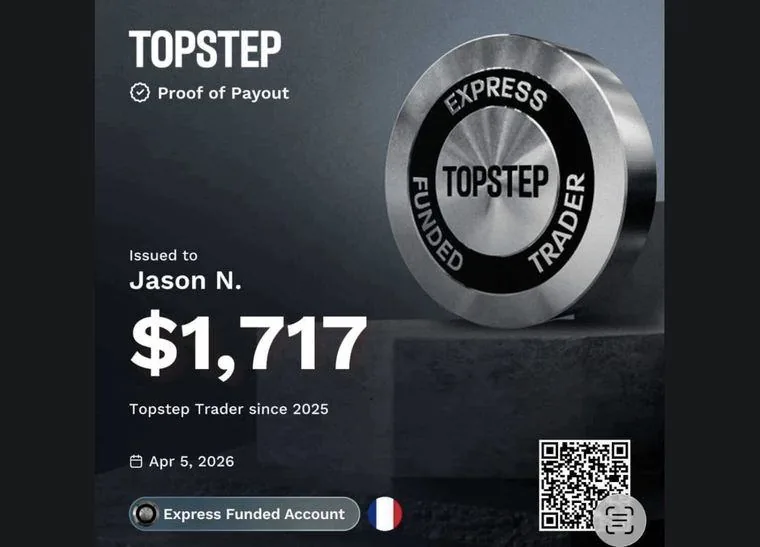 Preuve de payout Topstep, 5 avril 2026